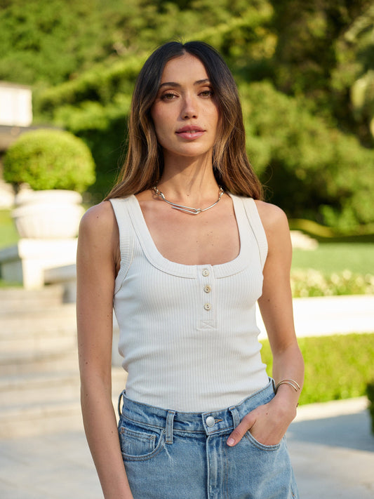 Todos Tank Top in Organic Cotton Rib - Stone