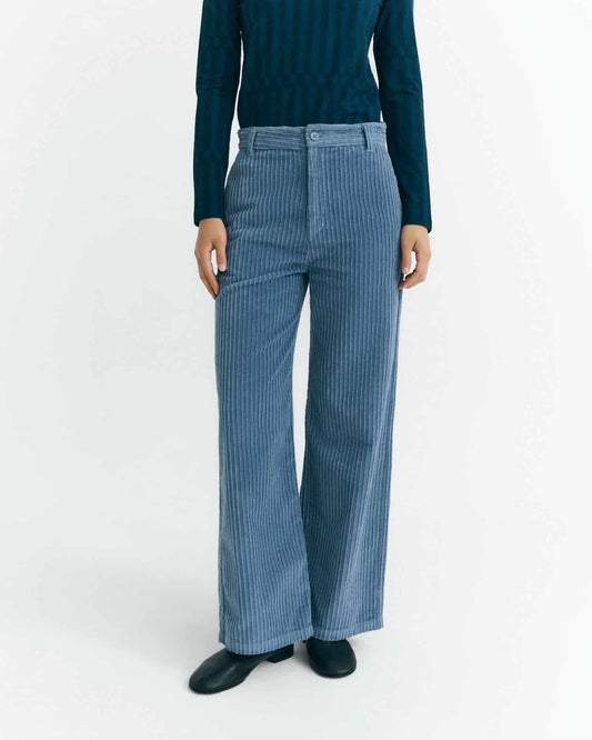 Karina Pants - Blue High Rise Corduroy