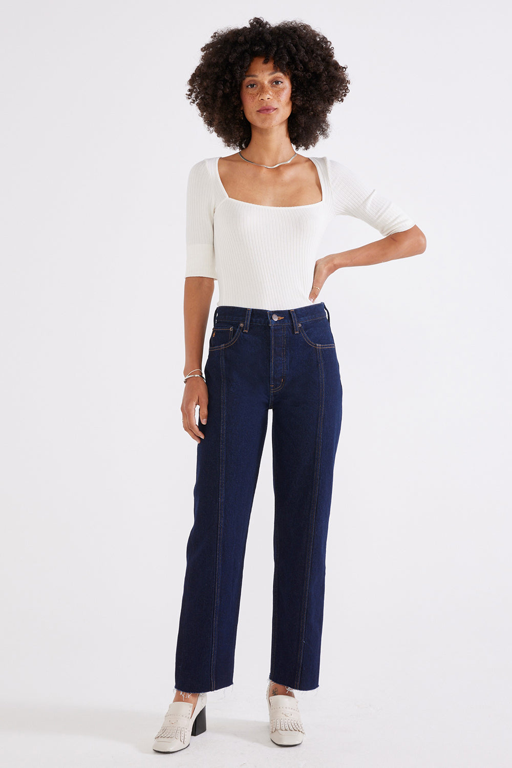 Tyler Seamed Straight Crop Jeans